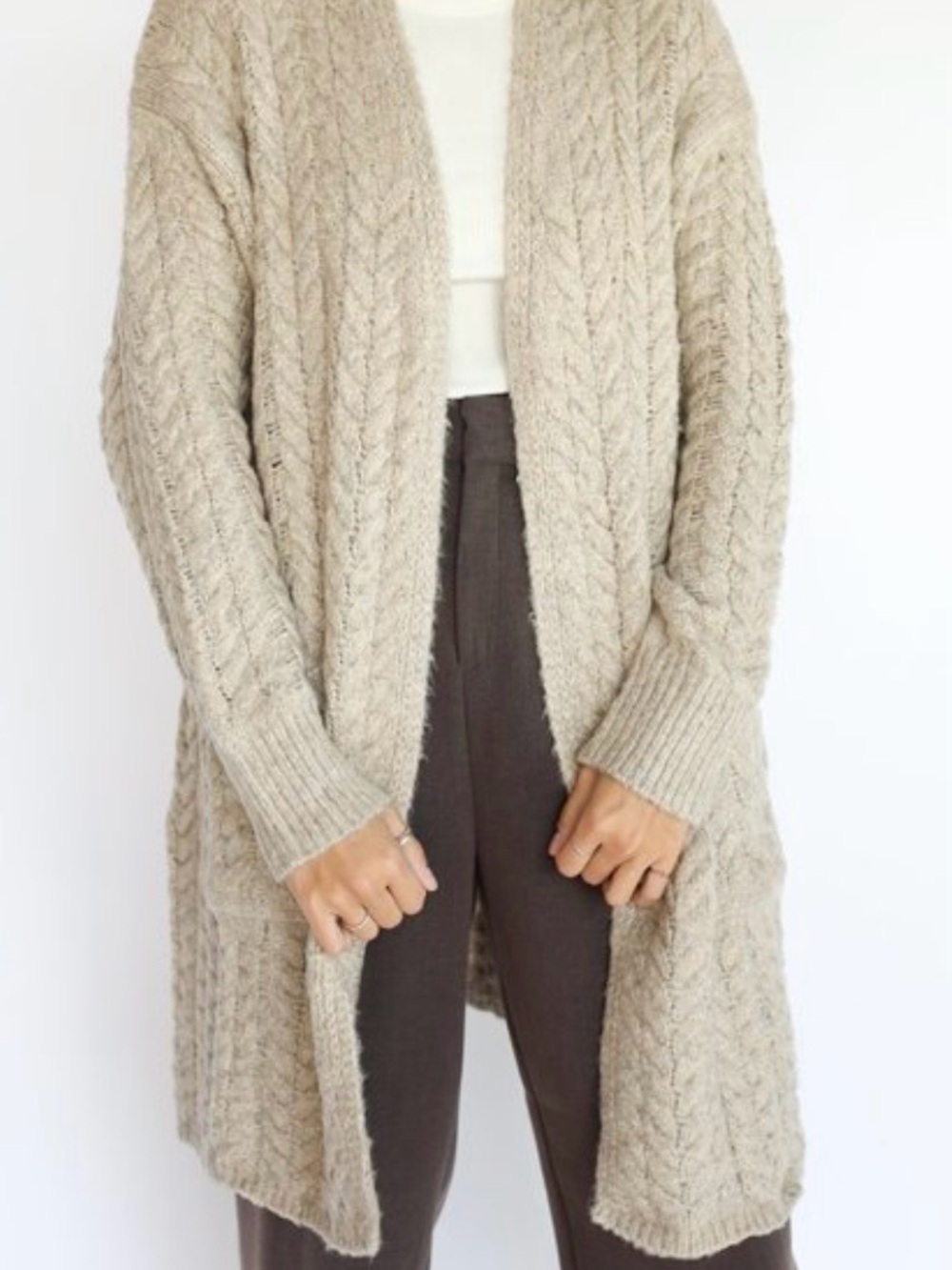 Line. The Label Oatmeal Wool Knit Cardigan